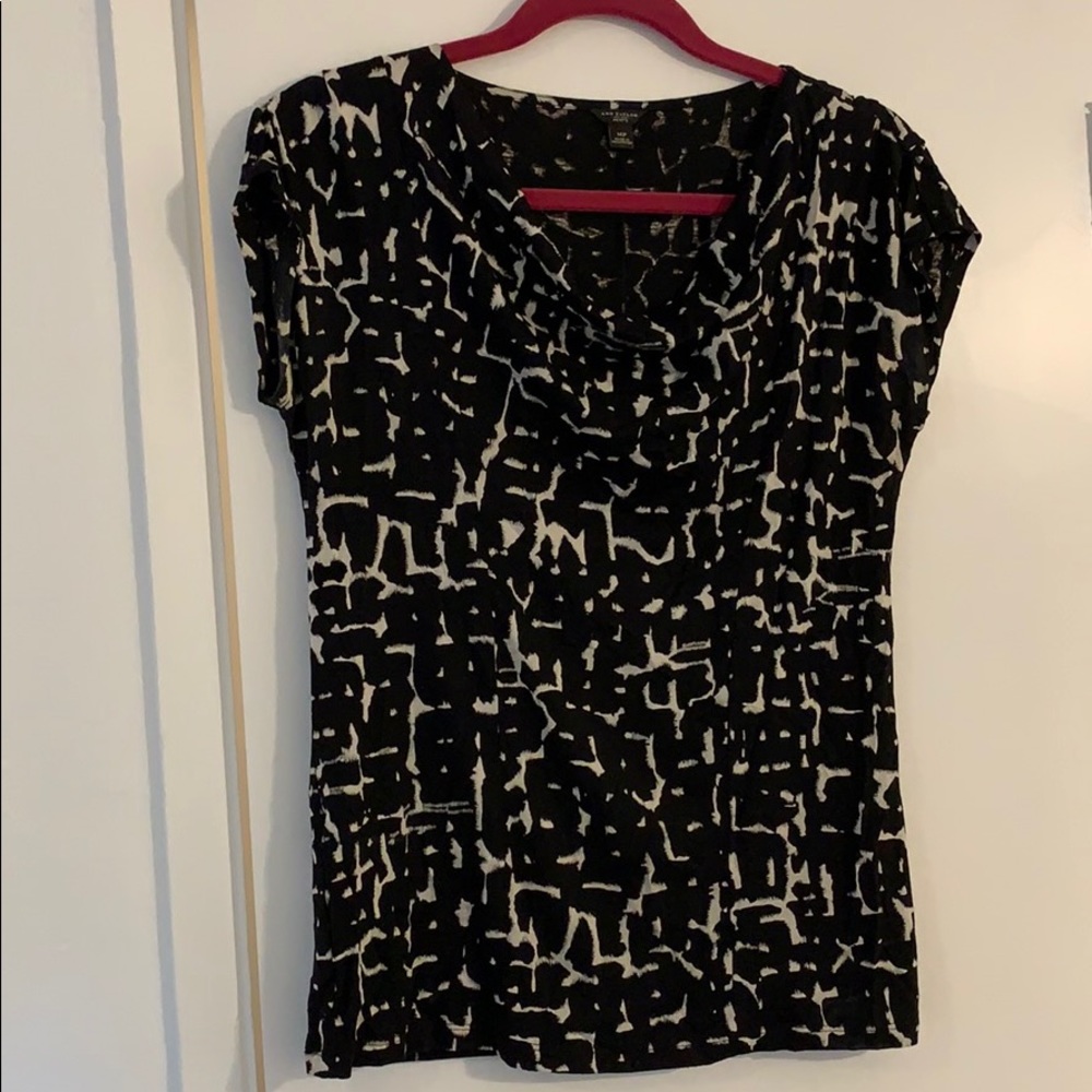 Ann Taylor Petite Black and White Print Top